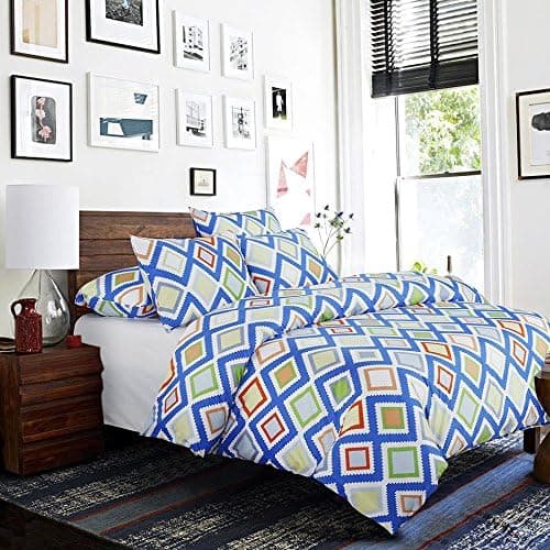 Vaulia Lightweight Polyester Microfiber Duvet Cover Set, Print Colorful Diamond Pattern Design - Queen Size