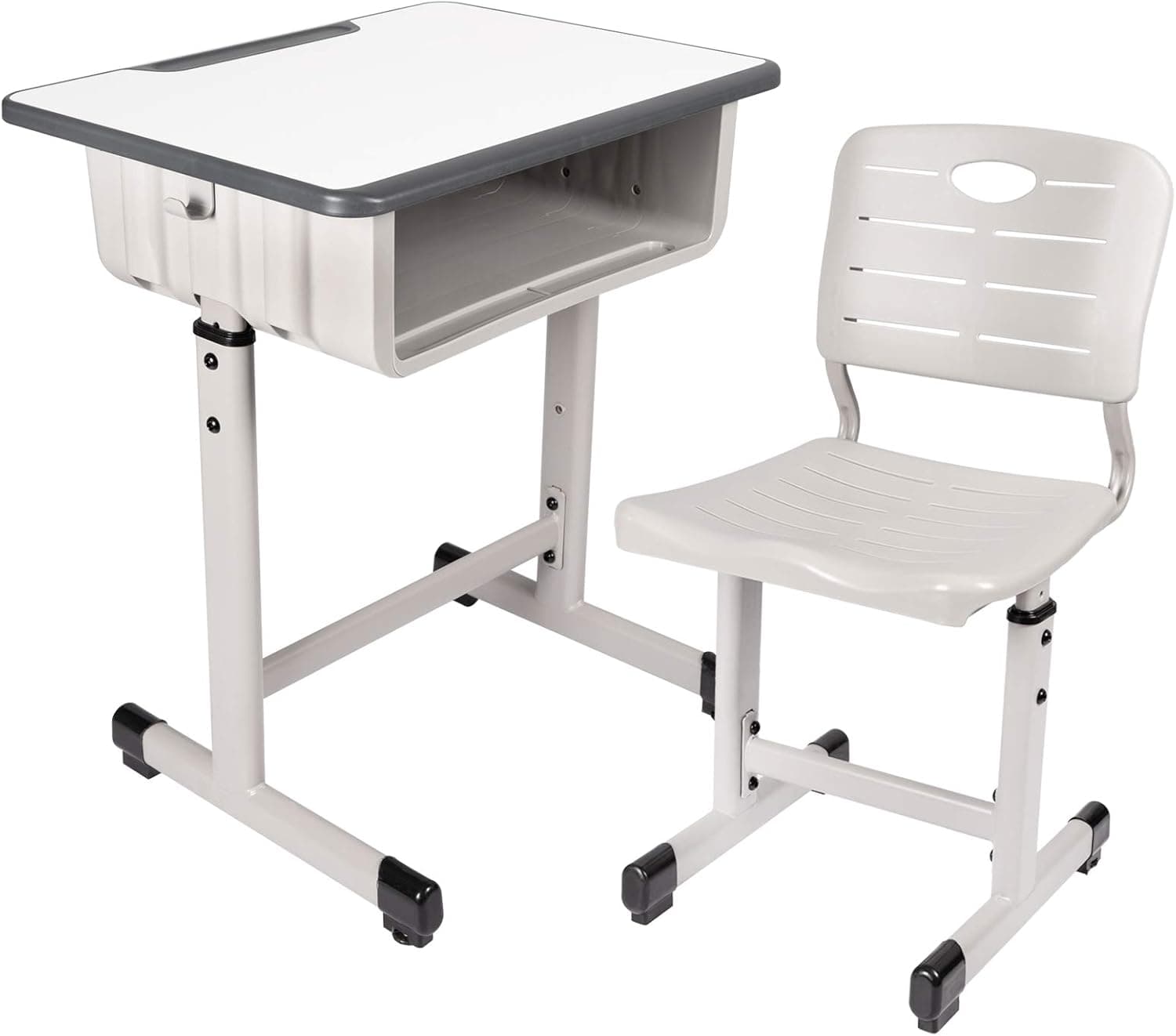 Kids Desk and Chair Set Height Adjustable Ergonomic Children Sturdy Table, Childs Study School Desk Kids Art Writing Desk (Gray-A)