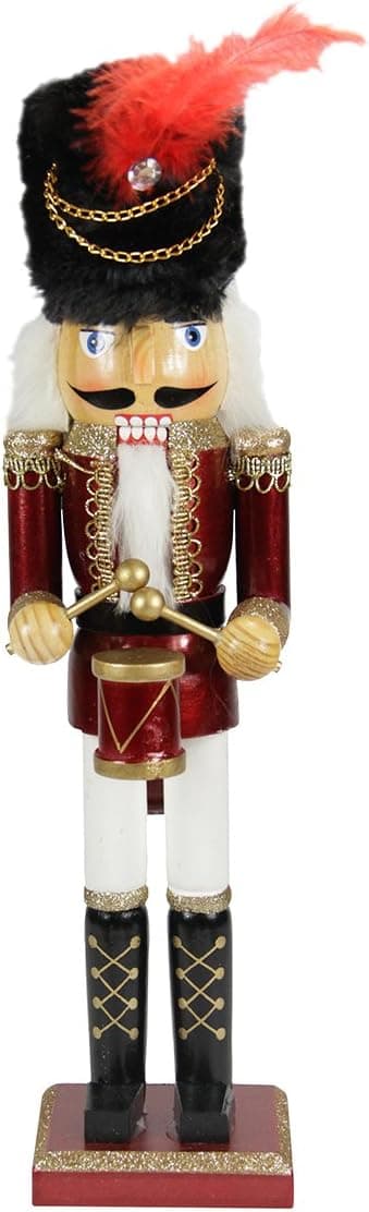 Sterling 15" Decorative Red and Gold Wooden Christmas Nutcracker Drummer