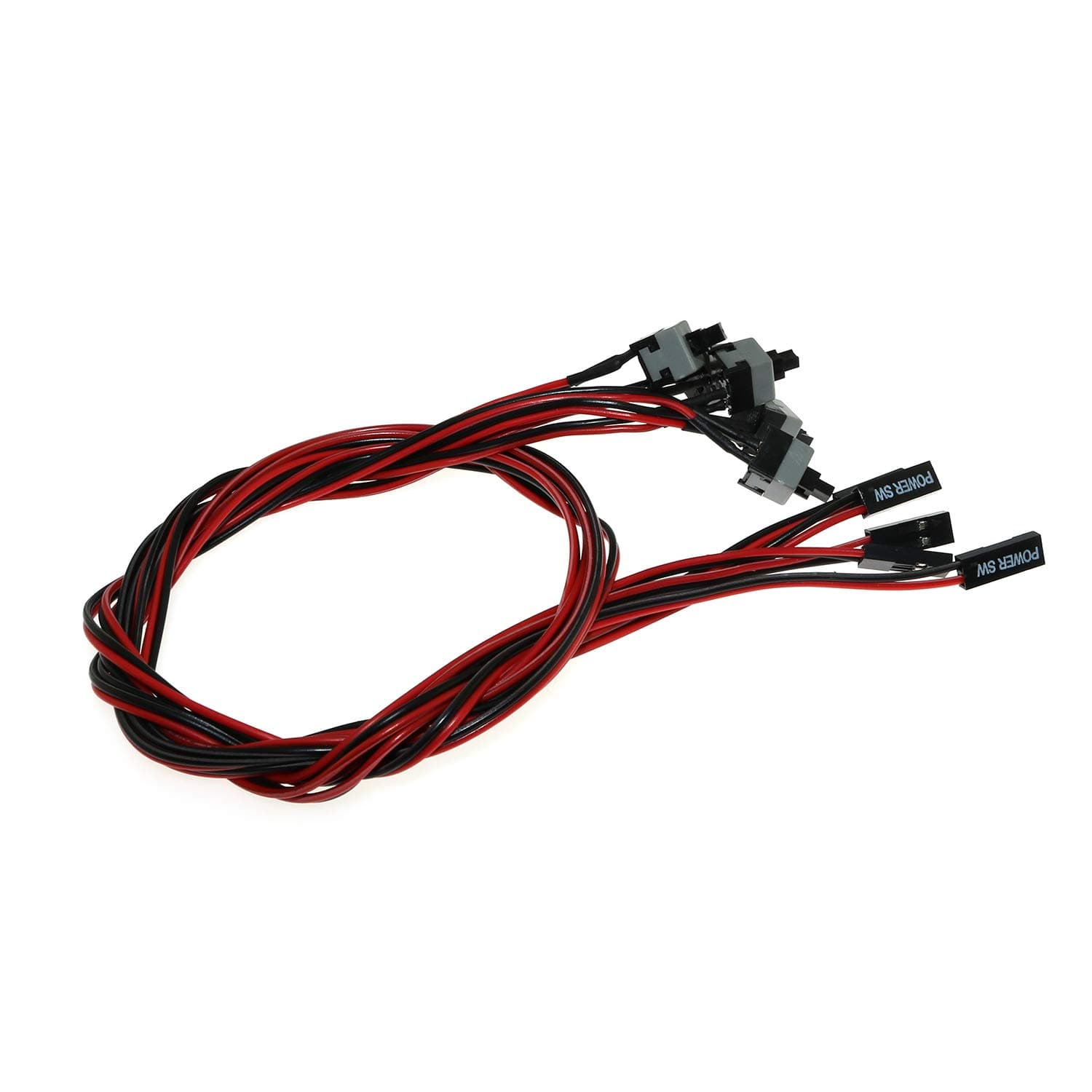 RuiLing 5-Pack 50cm PC Power Switch Cable Button ATX Desktop Computer Case Motherboard On/Off Reset Switch Line Re-Starting Power SW Wire 2-Pin