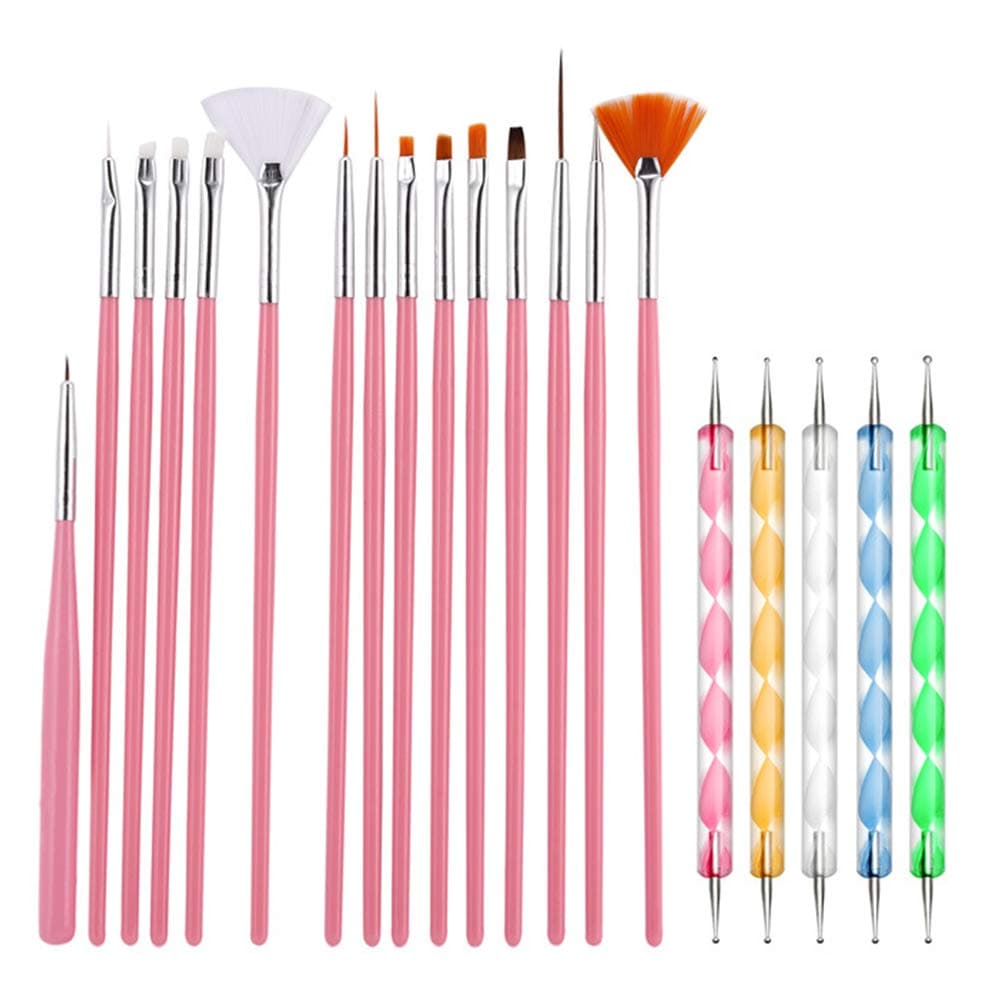 Nail Art Design Tools, 20Pcs Nail Art Supplies Nail Art Pens Kit with 15pcs Painting Brushes Set and 5pcs Dotting Pens