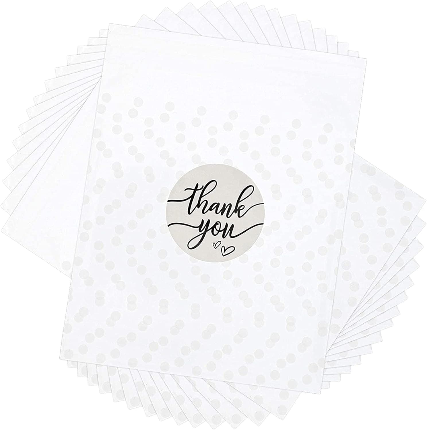 Polka Dot Goodie Bags, Thank You Stickers for Party Favors (White, 4 in, 250 Pack)
