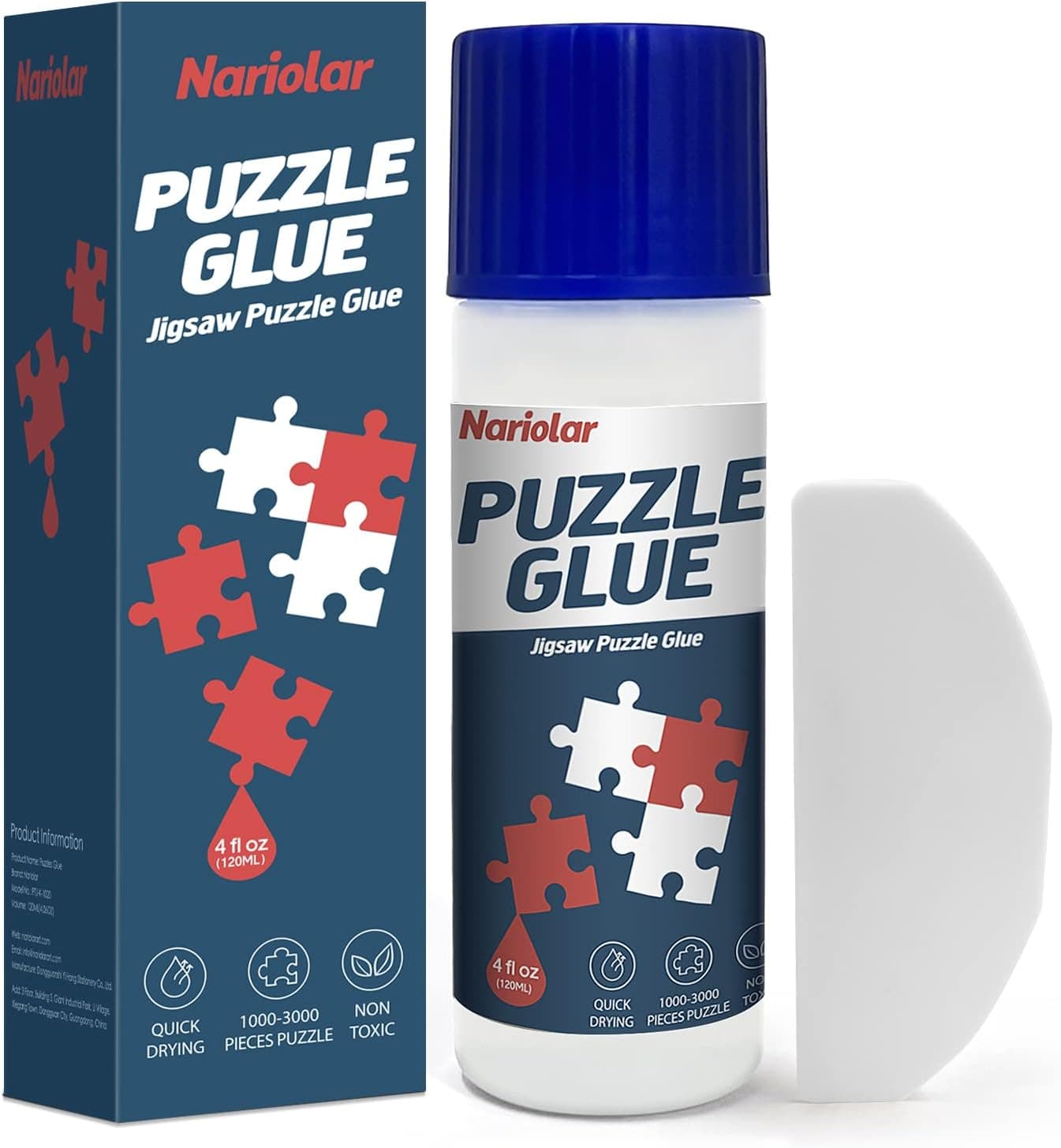 Nariolar Jigsaw Puzzle Glue Clear with Applicator Suitable for Fixing and Hanging Puzzles, Quick Drying, 4 Ounces