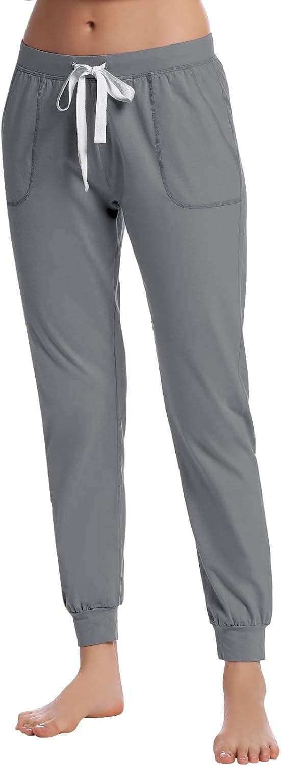 Joyaria Ladies Sweat Pants Lounge Lounging Drawstring Pj Bottoms Pockets(Dark Gray,Xxl)