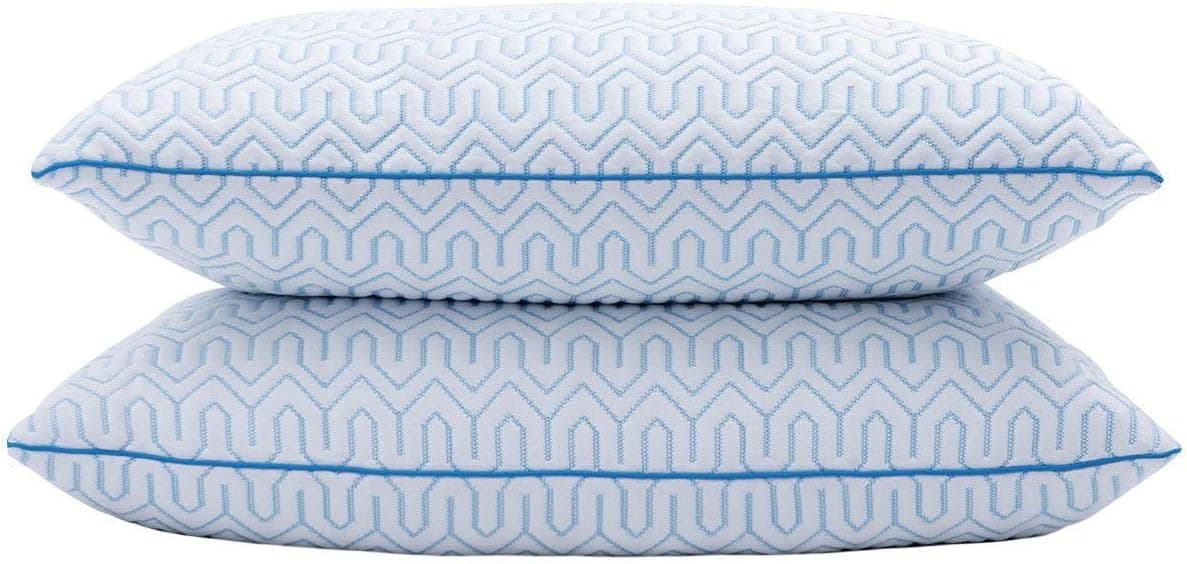 puredown Natural White Goose Down Feather Cool-Down Pillow with Cooling Ice Silk Cover,Set of 2,Queen