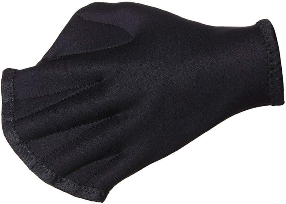 JUZZQ Swimming Gloves Paddle, Webbed Aquatic Swimming Gloves Closed Full Finger Gloves Fitness Water Resistance Training for Helping Upper Body Resistance - Adult Children(Black) (Small)