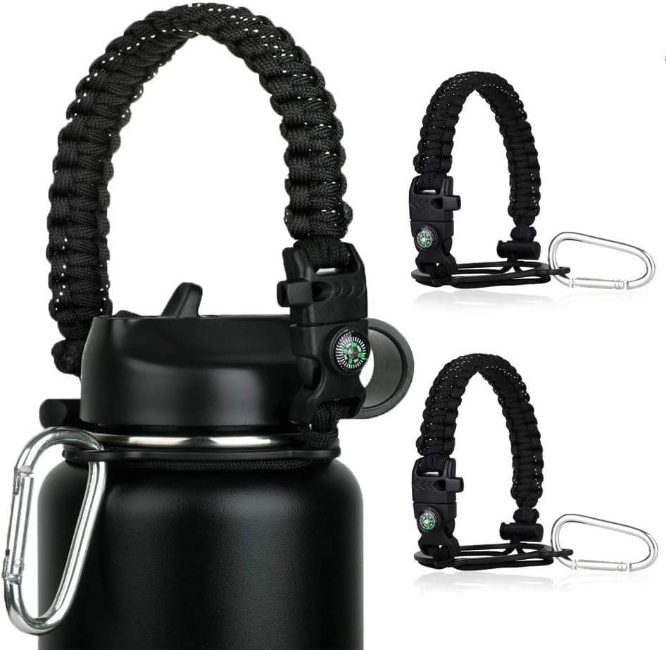 Paracord Handle - Fits Wide Mouth Bottles 12oz to 64oz - Paracord Carrier Strap Cord - Ideal Water Bottle Handle Strap