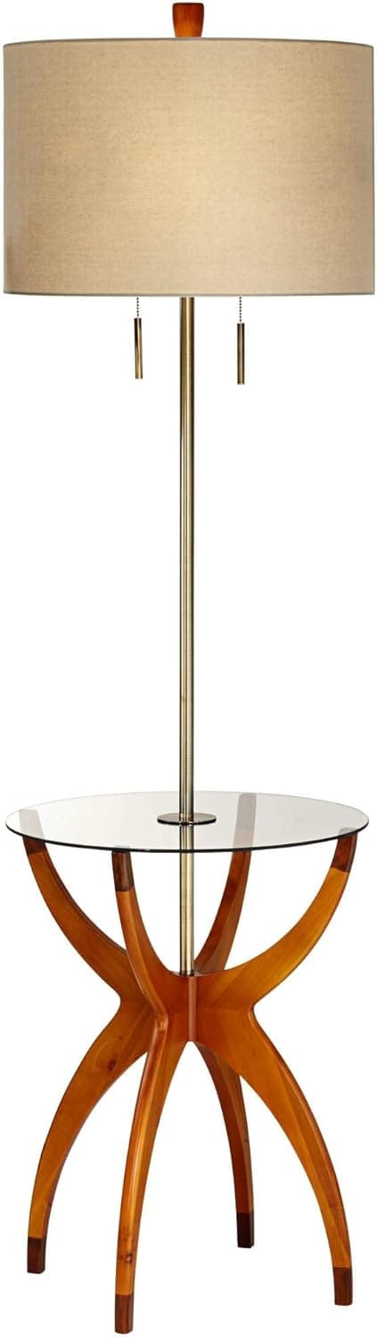 Universal Lighting and Decor Vanguard Mid-Century Modern Glass Tray Table Floor Lamp