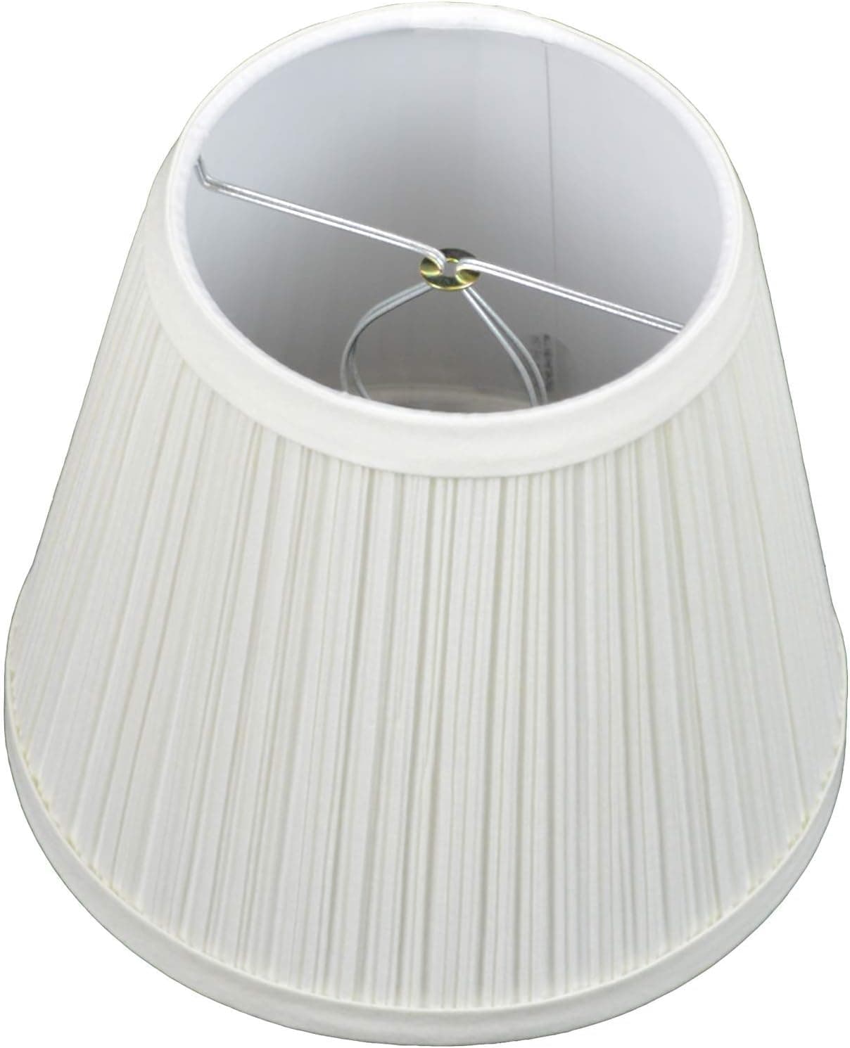 FenchelShades.com 5" Top by 8" Bottom by 7" Slant Height Fabric Barrel Lampshade Clip-On Attachment (Pleated Mushroom Cream)