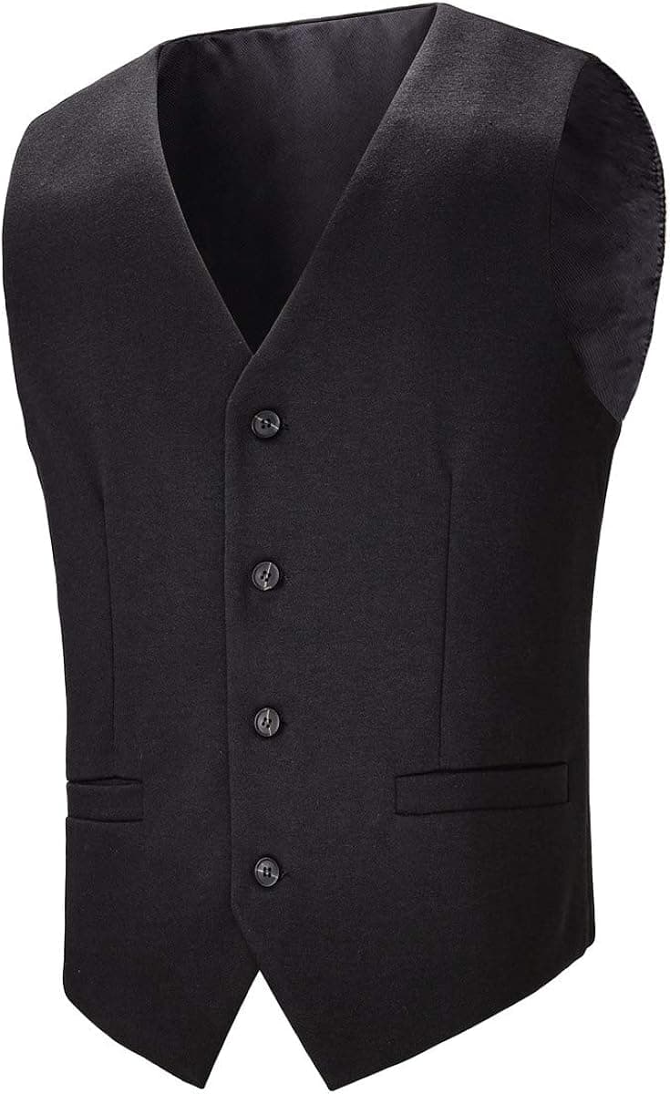 BOTVELA Mens Casual Dress Vest 4 Button Waistcoat