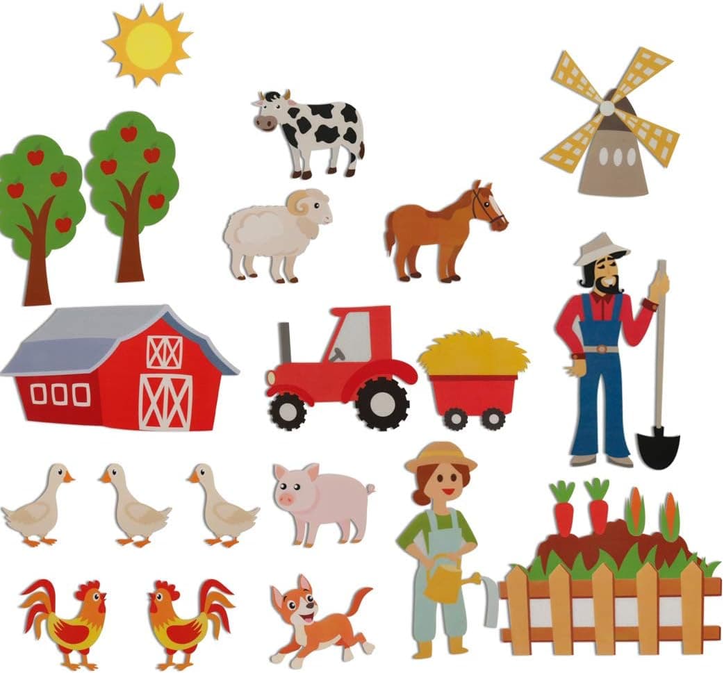 Farm Animals Felt Flannel Boards Stories Precut Figures for Toddlers Preschool, Craft Toy Gifts for Kids as Storytelling Interactive Teaching Activity Kits (21)