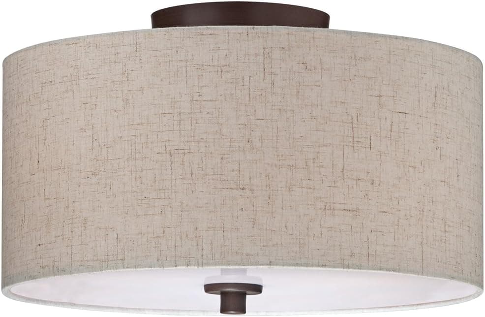 Sylvan 14" Wide Oatmeal Drum Ceiling Light