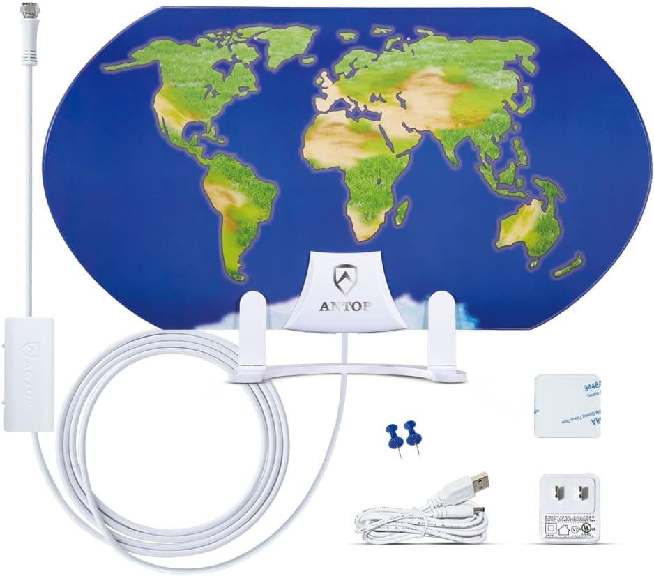 HDTV Flat Panel Amplified Outdoor Antenna and Indoor,70 Miles Long Range with Built-in 4G LTE Filter for UHF VHF Enhanced, Multi-Directional Reception,84ft Detachable Coaxial Cable