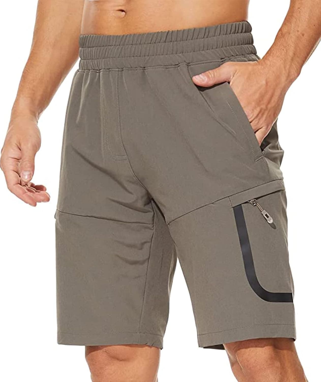 Deer Lady Men's Athletic Hiking Shorts Quick Dry Stretch Shorts Workout Sports Gym Shorts Basketball Casual Khaki XXL
