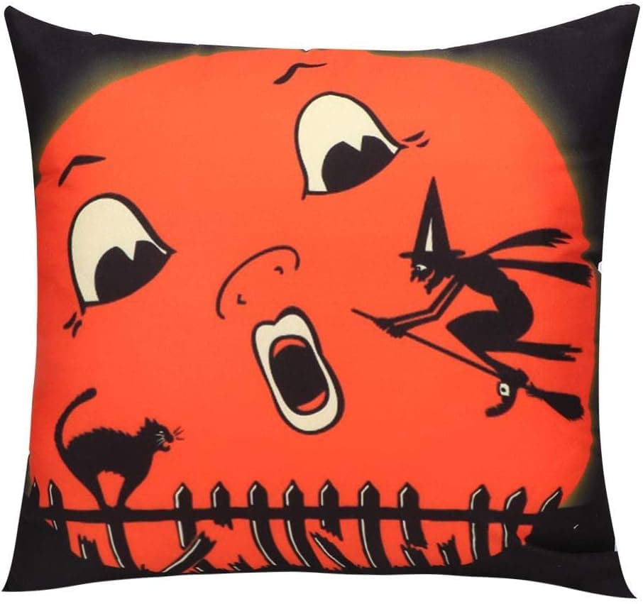 Strnek Happy Halloween Decorative, Halloween Theme Pillow Covers Halloween Cat Throw Pillow Case Daily Decorations Sofa Throw Pillow Case Cushion Pillowcase(Type 2)