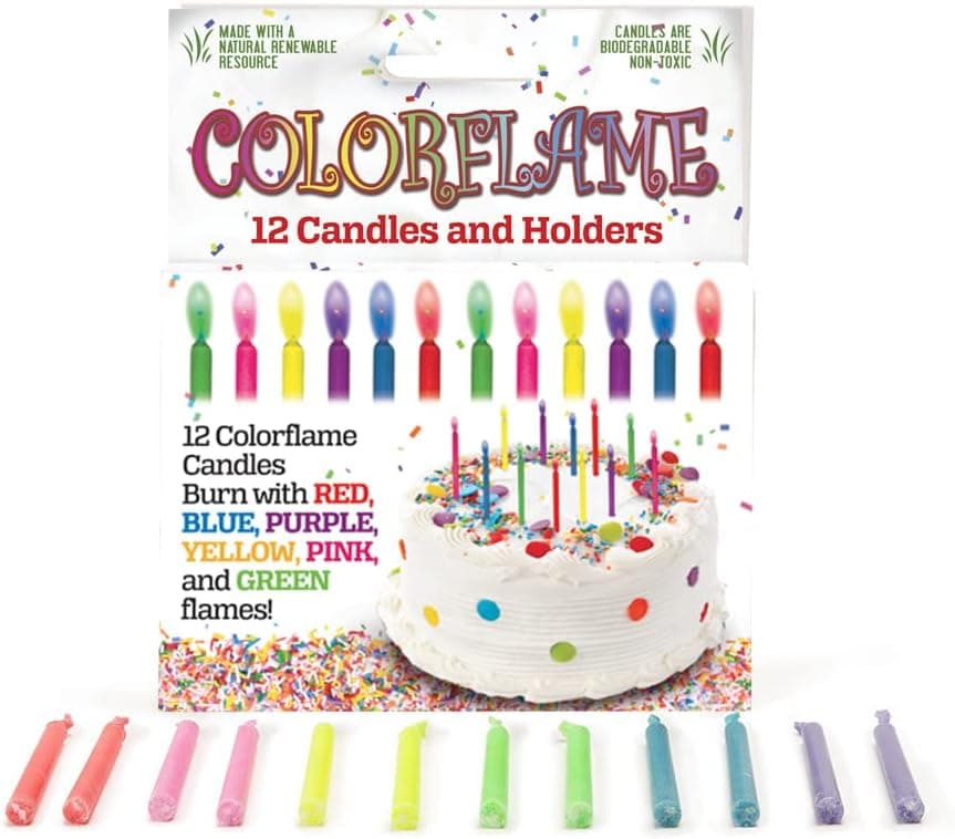 36 Pieces Birthday Cake Candles with Colored Flames Colorful Rainbow Candles in Holder for Birthday Cake Cupcake Decoration