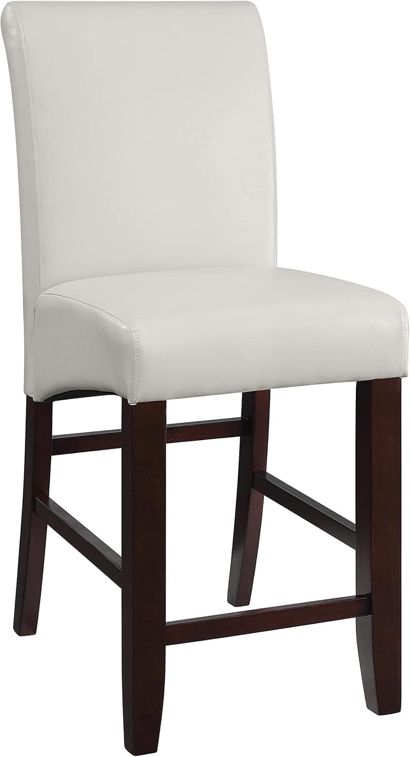 OSP Home Furnishings Parsons 24 Inch Barstool with Medium Espresso Wood Legs, Cream Faux Leather