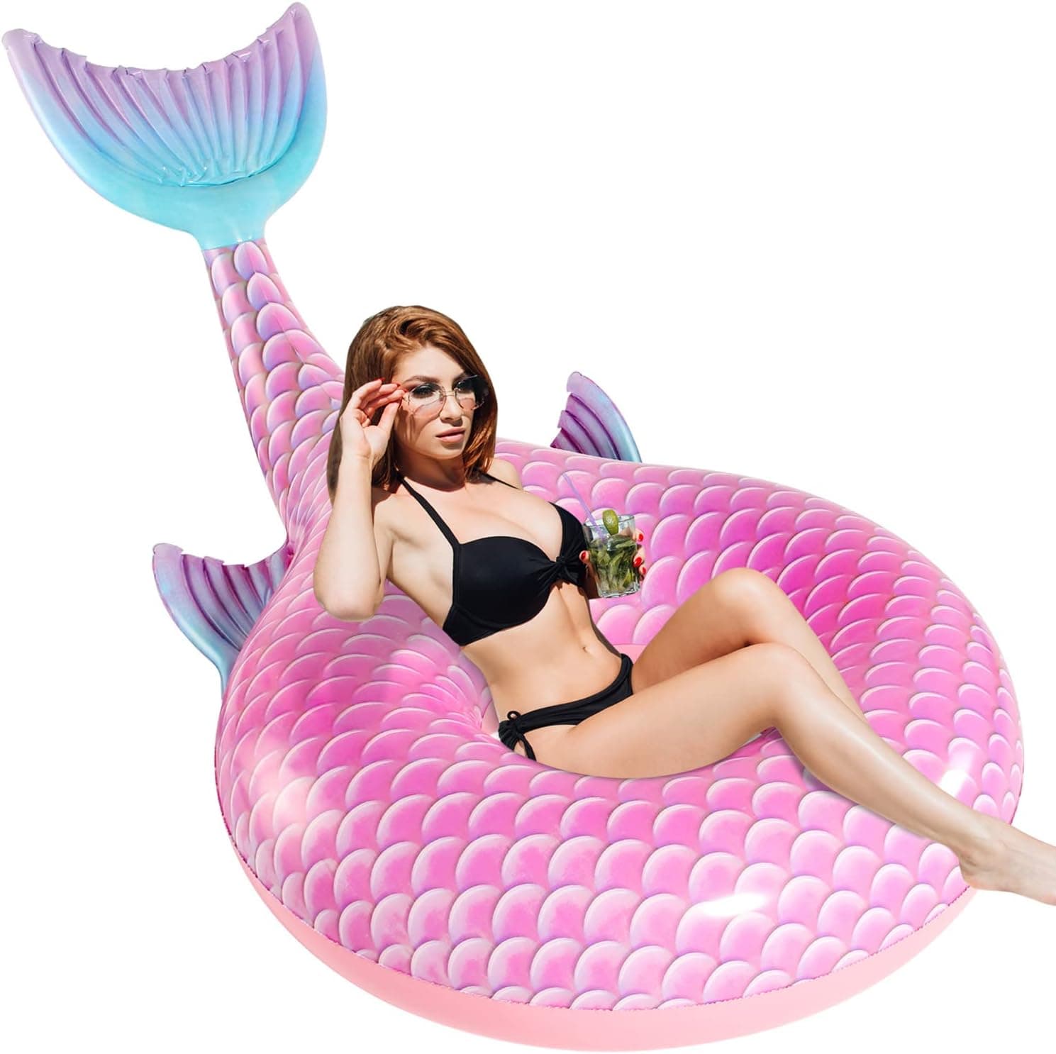 SPERPAND Inflatable Mermaid Pool Float, Swimming Pool Tube Mermaid Floaties,Huge Pool Floats for Pool Party Lounge Birthday Gift
