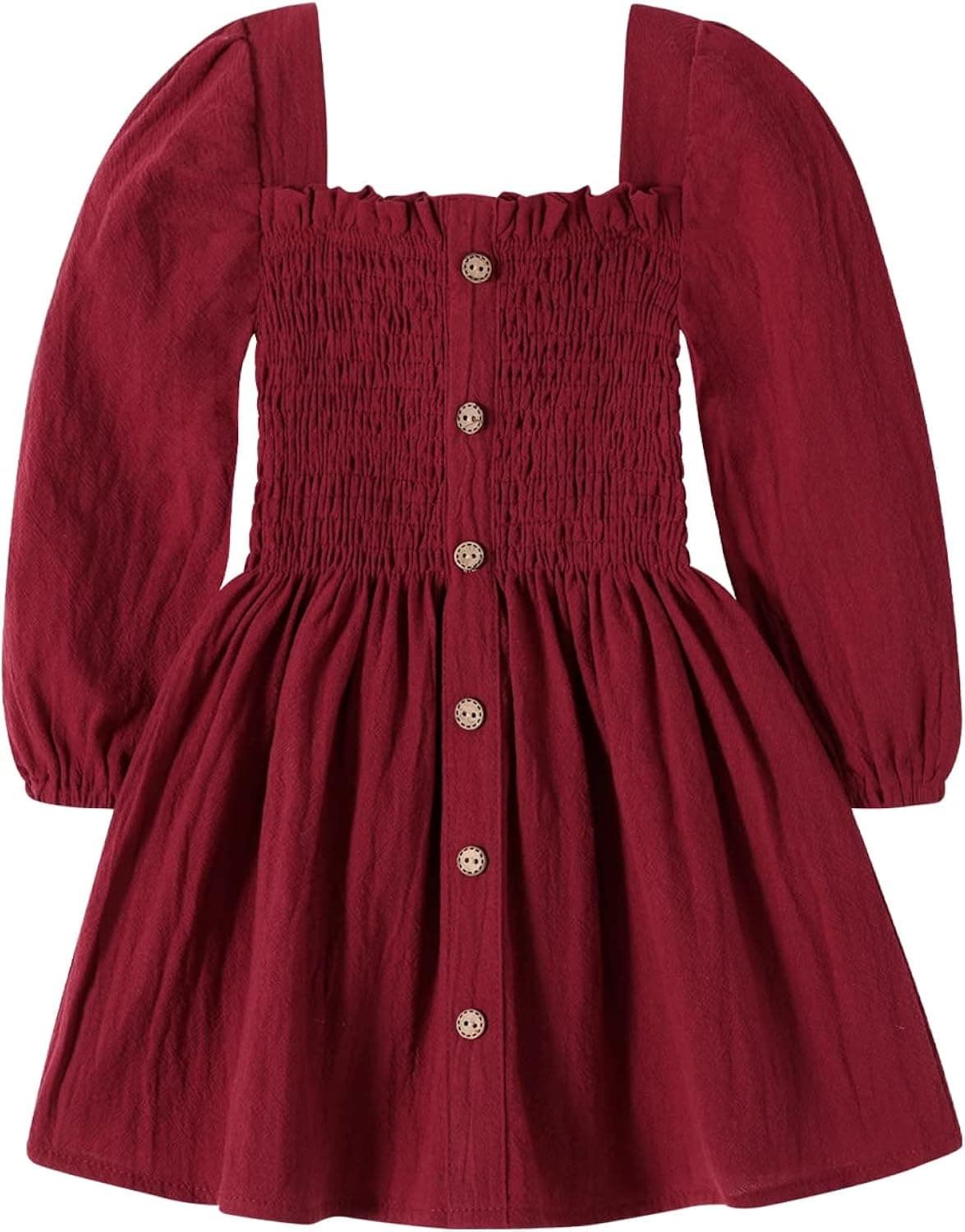 Happy Town Toddler Girl Dress Long Sleeve Play Wear Dress Baby Solid Color Casual Fall Winter Clothes