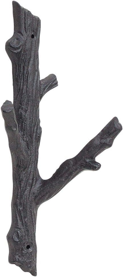 Time Concept Cast Iron Two-Hook Wall Mount Branch - Large - Coat Rack Hanger, Rustic Home Decor