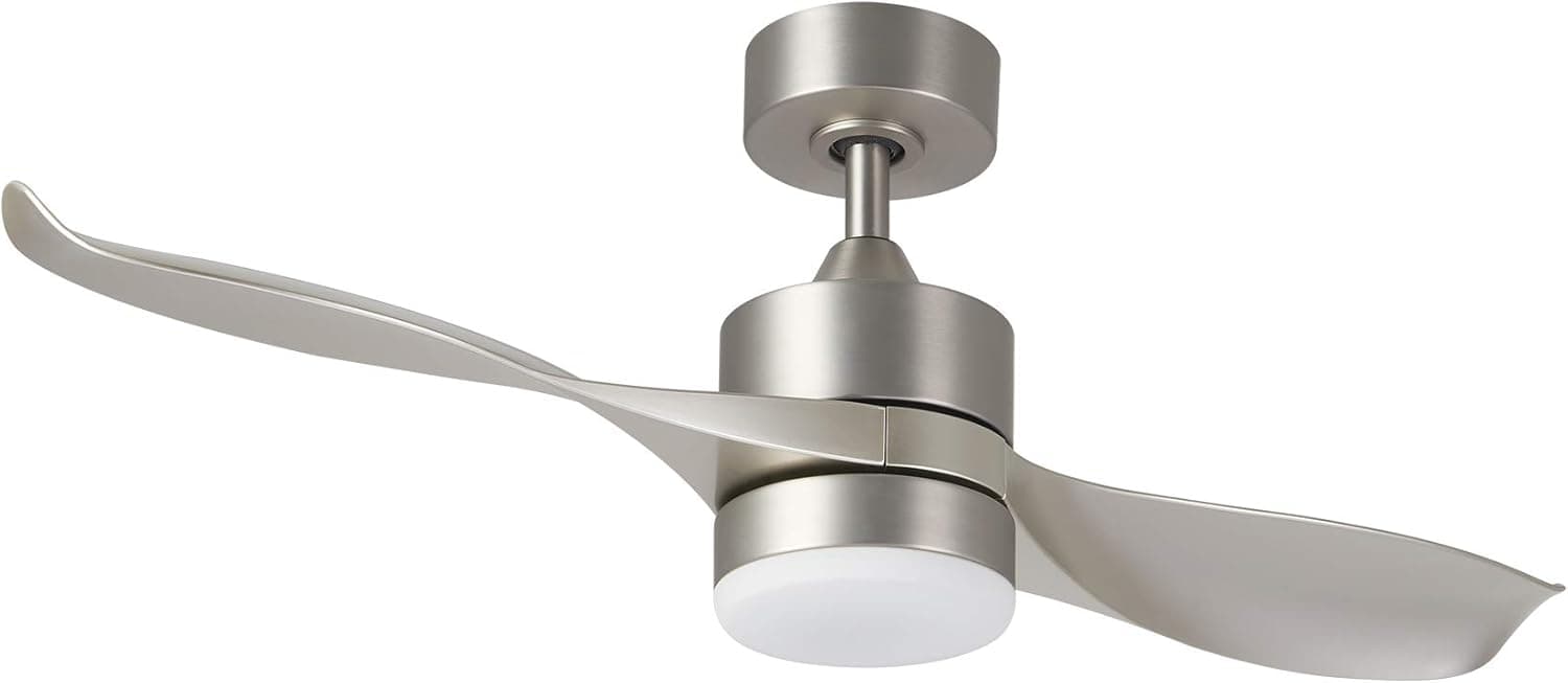 42’’ Ceiling Fan with Lights and Remote Propeller Style, Modern LED Ceiling Fans Brushed Nickel Finish for Bedroom, Living Room, Kitchen, Propeller Ceiling Fan with 2 ABS Blades and LED Lights