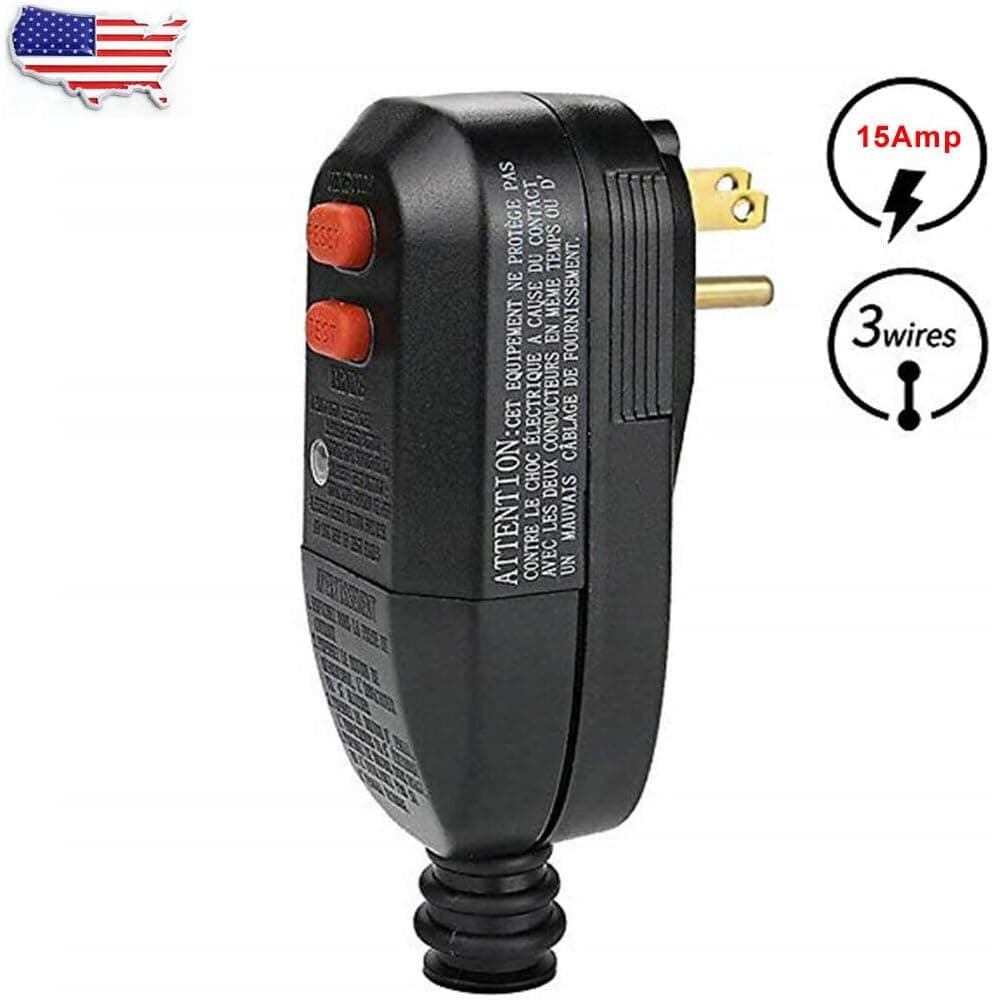 Ikibity GFCI Replacement Plug Assembly 3-Prongs 15Amp 3-wires with Ground Fault Circuit Interrupter Safety RCD Protection for Pool Pump, Power Pressure Washer,Hair Dryer,Bathroom Heater Etc.