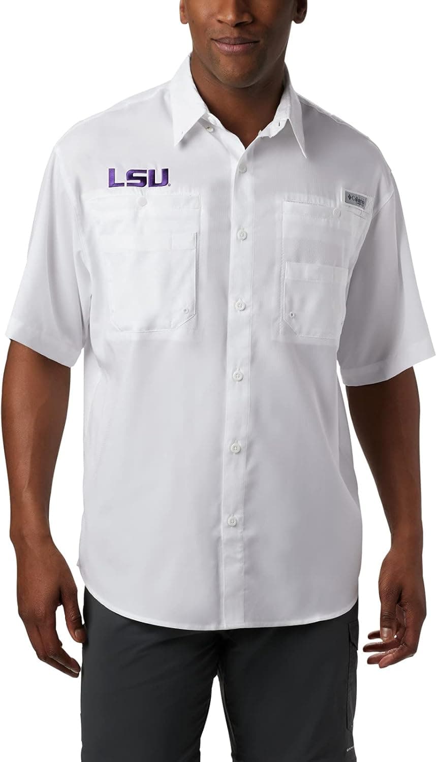 Columbia Mens Collegiate Tamiami Short Sleeve Shirt, Team Color, Large US