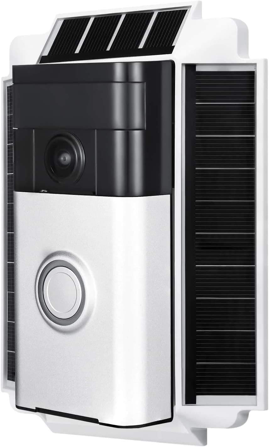 Wasserstein 0.5 Watt Solar Charger Mount Compatible with Ring Video Doorbell 1, Weatherproof (White)