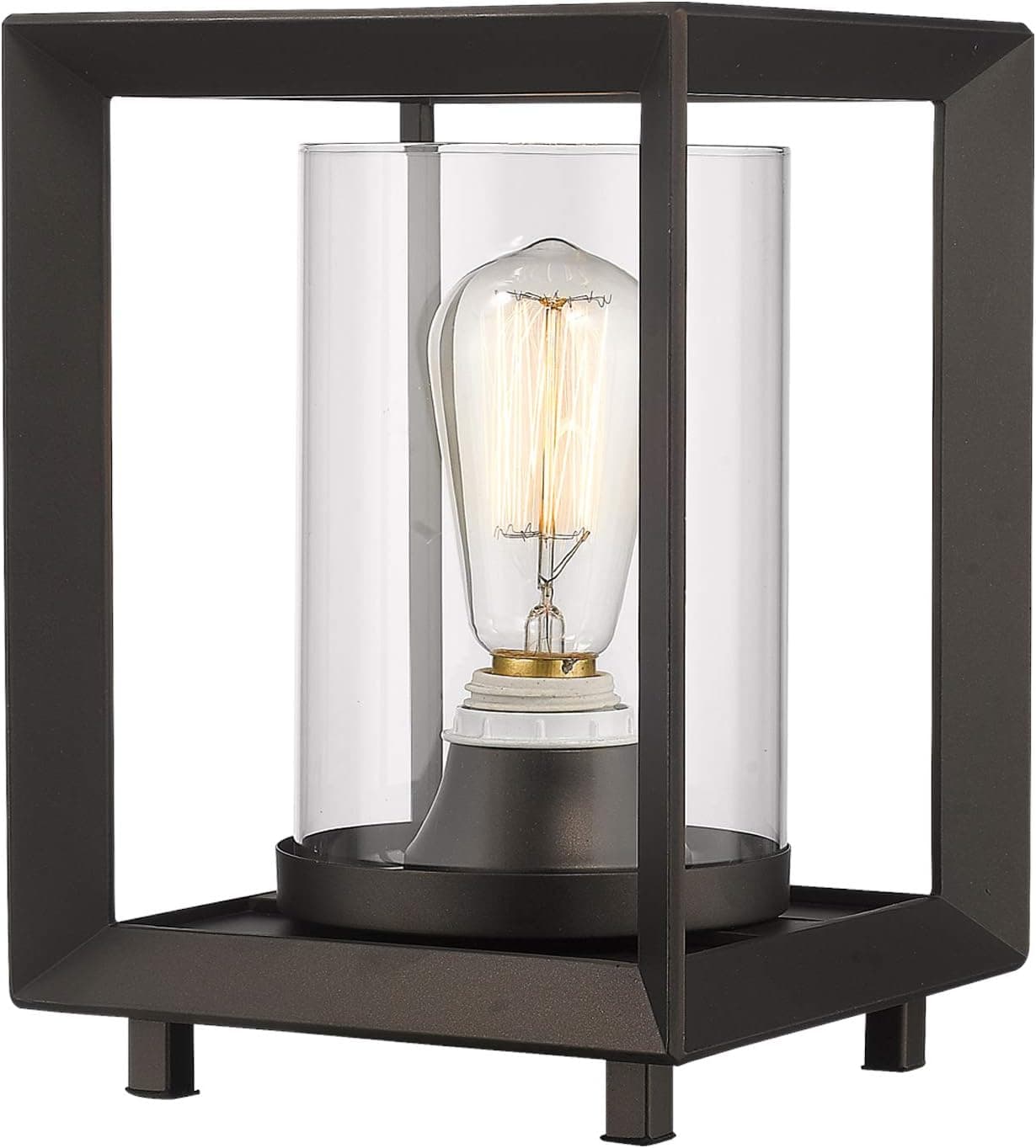 Emliviar Bedside Table Lamp, Vintage Desk Lamp for Living Room Bedroom, Oil Rubbed Bronze Finish with Clear Glass Shade, 2083TL ORB