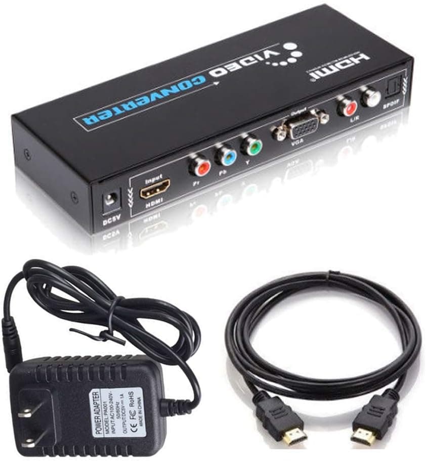 Tektrum HDMI to Component Video Ypbpr/VGA Converter with HDMI Cable & Adapter for Computer-Training/Movies/Games on Monitors or Projectors Engineering (TD-PETHVR, 1CBL)