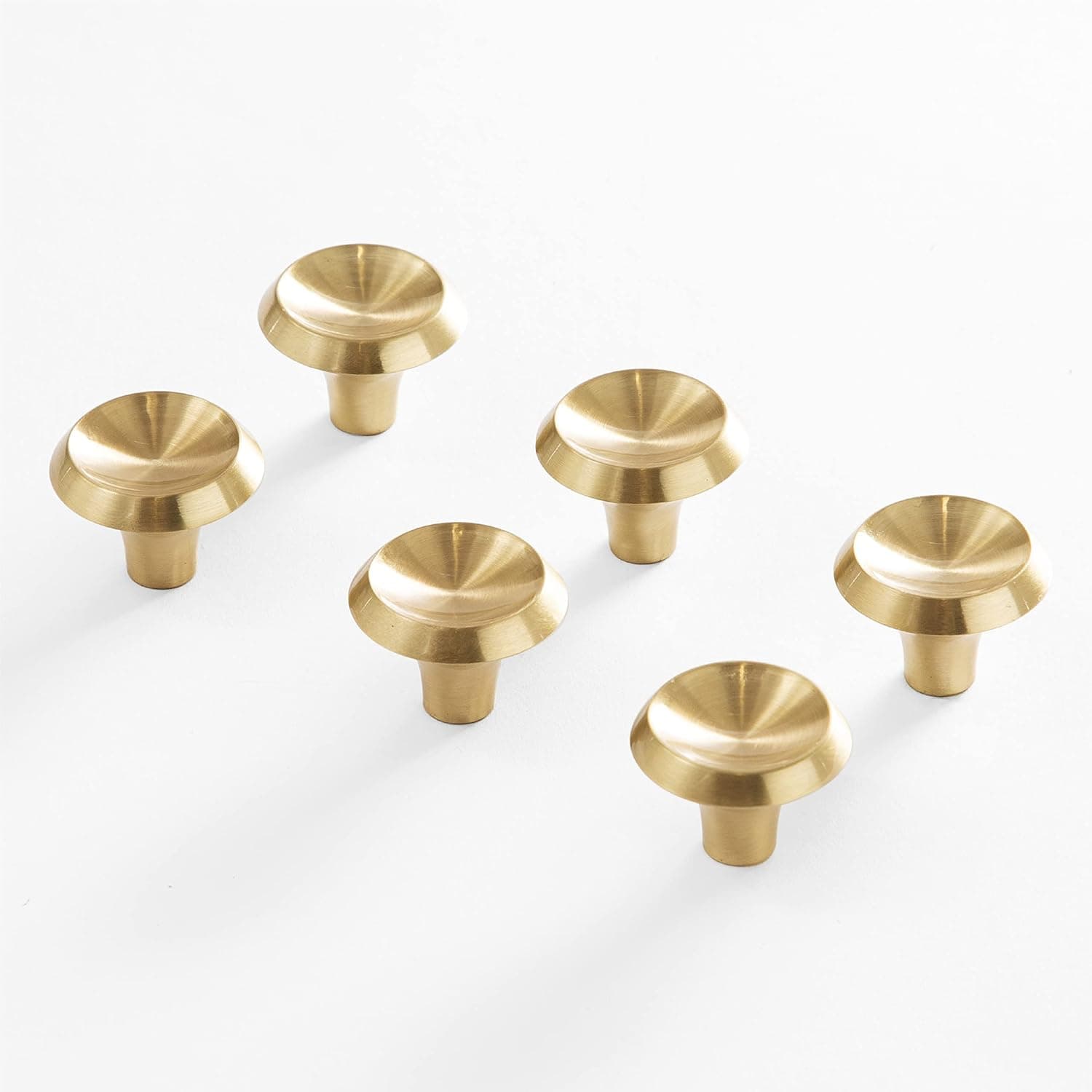 BINO 6-Pack Cabinet Knobs - 1.33" Diameter (34mm), Brass - Dresser Knobs for Dresser Drawer Knobs and Pulls Knobs and Pulls Handles