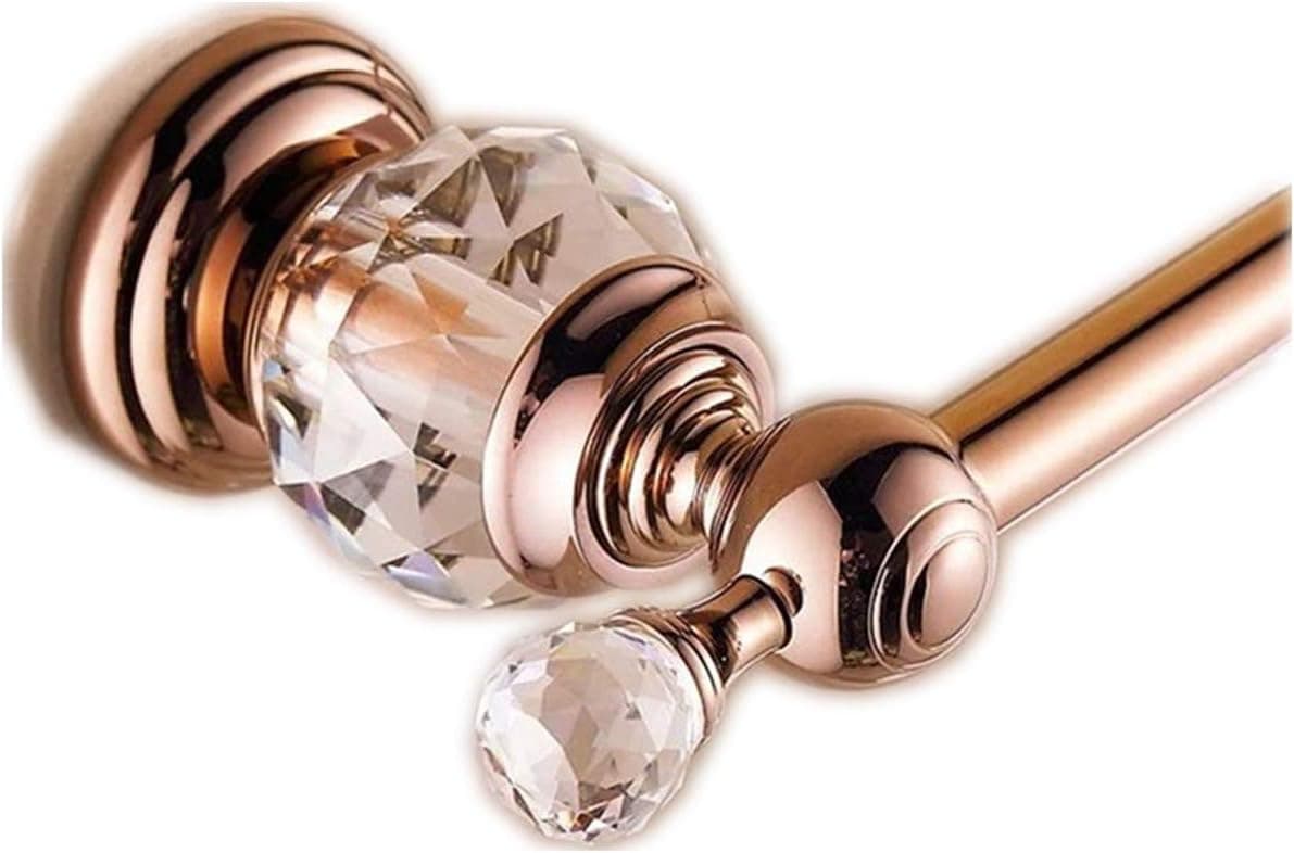 GH8 23 Inch Crystal Towel Bar Pole for Bathroom Accessories Chrome Finish Towel Holder Home Decor DIY (Rose Golden)