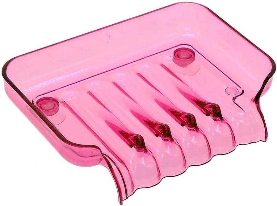 VANKER 1Pc Hot Pink Plastic Bathroom Waterfall Drain Soap Dish Holder Storage Box