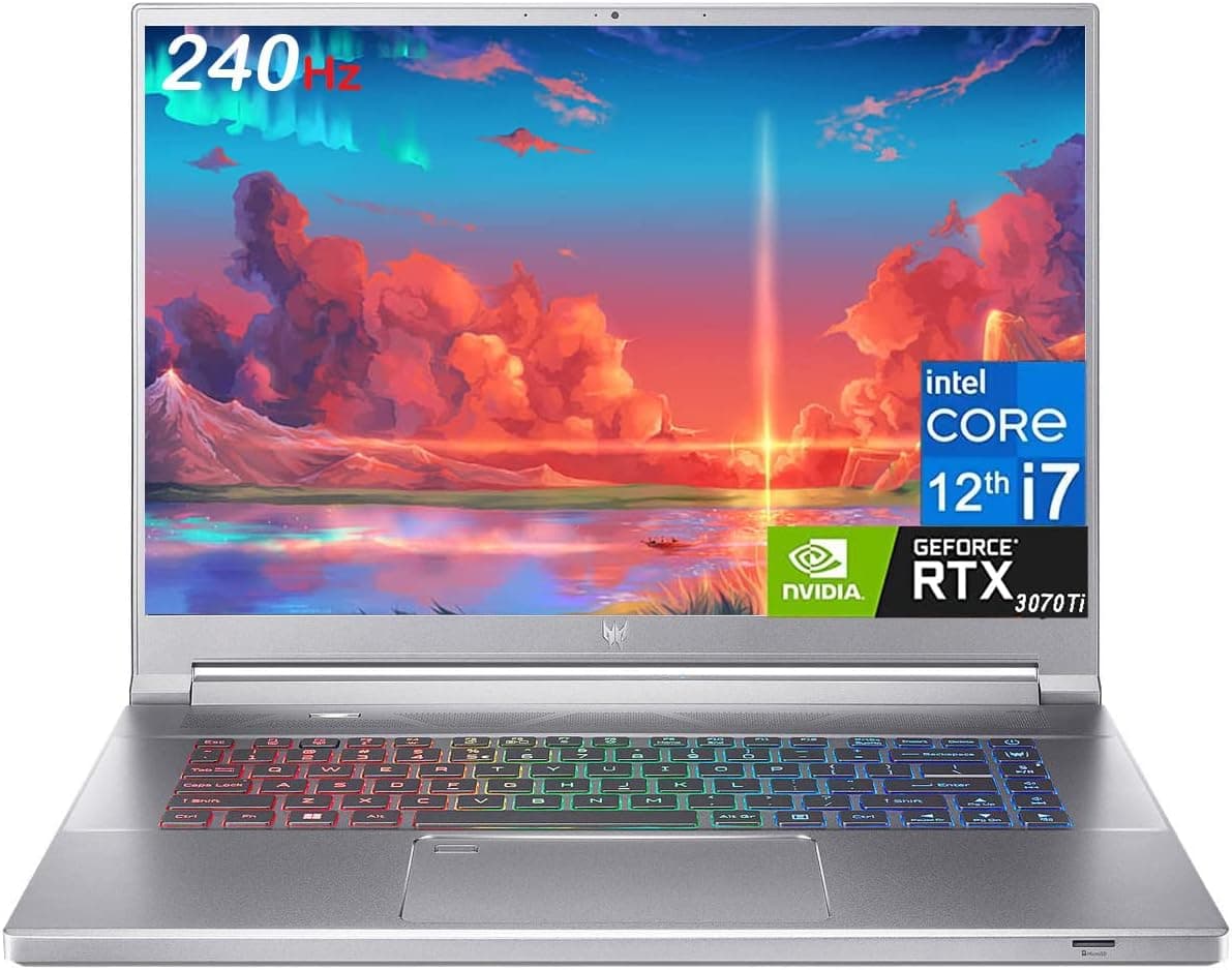 Acer Predator Triton Gaming Laptop 2023 Newest, 16" 2K IPS Display, GeForce RTX 3070 Ti, Intel Core i7-12700H, 16GB DDR5 RAM, 1TB SSD, Fingerprint, Wi-Fi 6E, Backlit Keyboard, Windows 11 Home