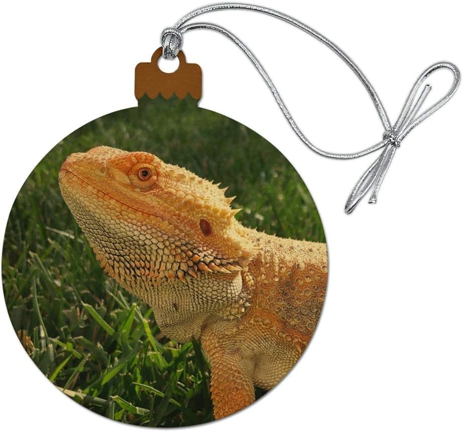 Bearded Dragon in Profile Wood Christmas Tree Holiday Ornament