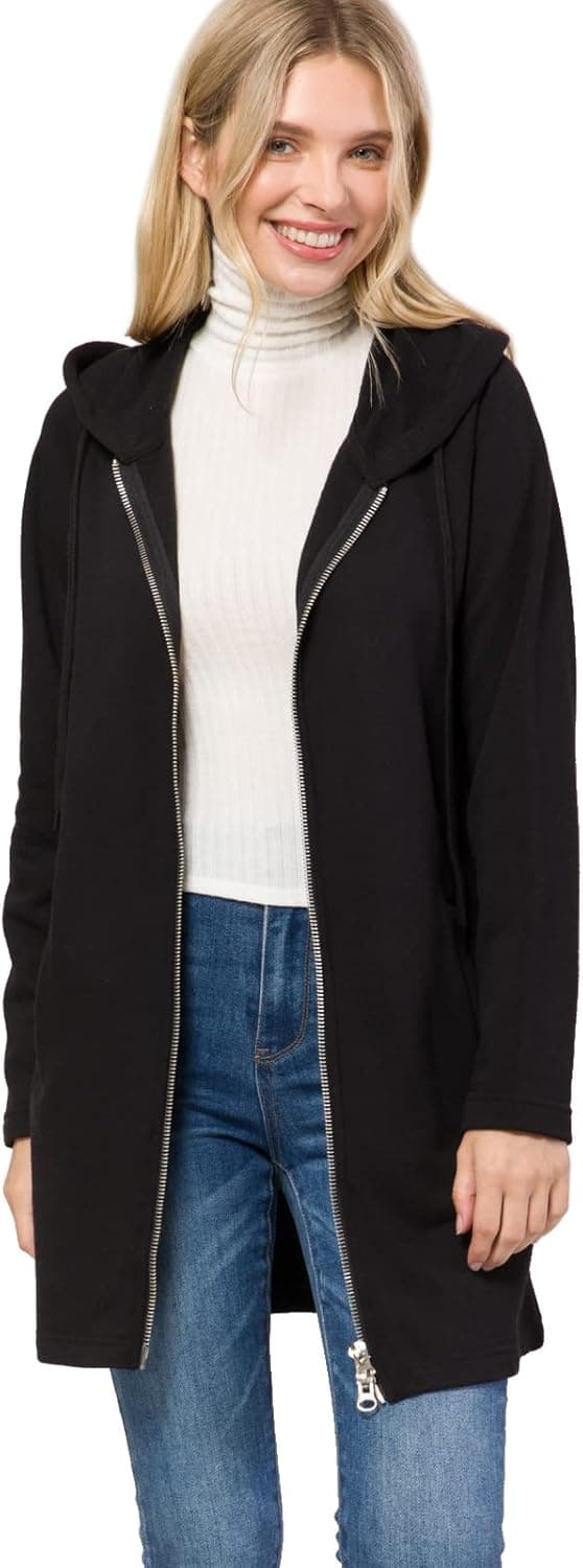 Design by Olivia Women's Casual Oversized Loose Fit Long Sleeve Zip Up Pullover Hoodie Tunic Sweatshirt Jacket (S-3X)