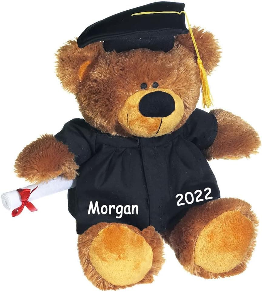 Personalized Graduation Bobby Bear Plush Stuffed Animal Toy with Custom Name and Date