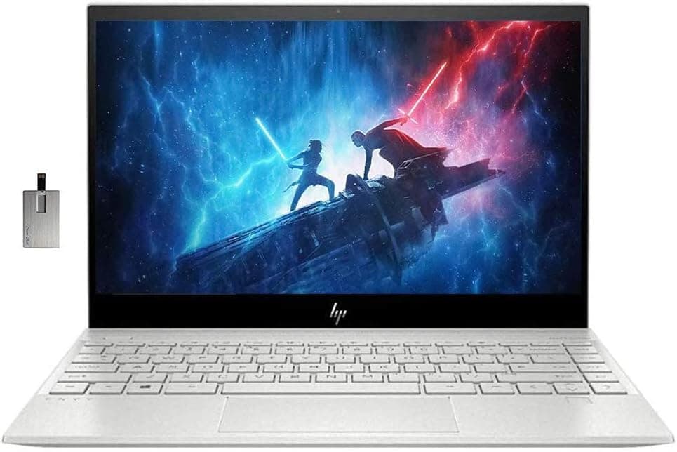 2021 HP Envy 13.3" 4K Ultra HD Touchscreen Laptop Computer, Intel Core i7-1065G7, 8GB RAM, 1TB SSD, Intel Iris Plus Graphics, Backlit Keyboard, HD Audio, Windows 10, Silver, 32GB Snow Bell USB Card