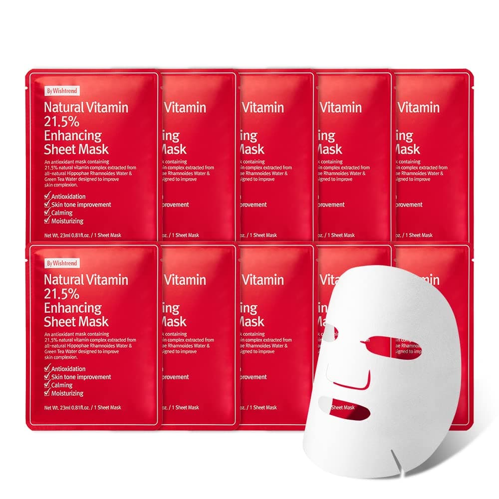 BY WISHTREND Natural Vitamin 21.5 Enhancing Sheet Mask 10 sheets, fully deliver vitamin to your skin