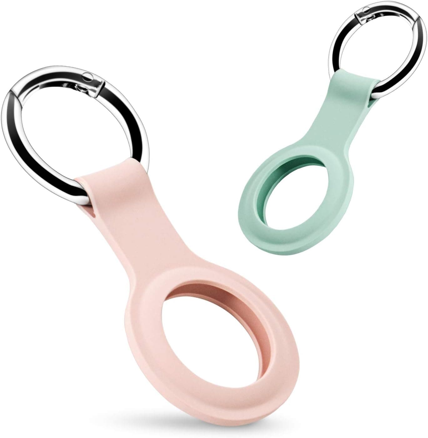 Abybor AirTag Case Silicone Protective Cover for Apple Tracker with Keychain Easy-to-Carry Anti-Scratch Non-Slip for AirTag 2021,2 Pack,Mint Green and Pink Sand