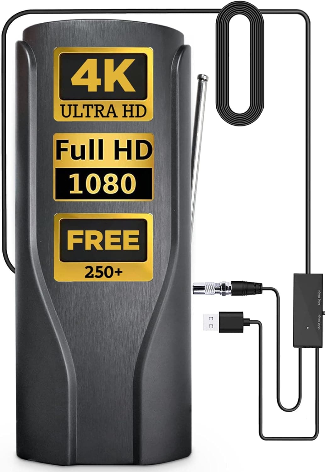 HD Digital TV Antenna Indoor - 350+ Mile Long Range Powerful Magnetic 4K TV Antenna with Amplifier - Freeview Smart HDTV Local Channel Antenna Compatible with All Type TV