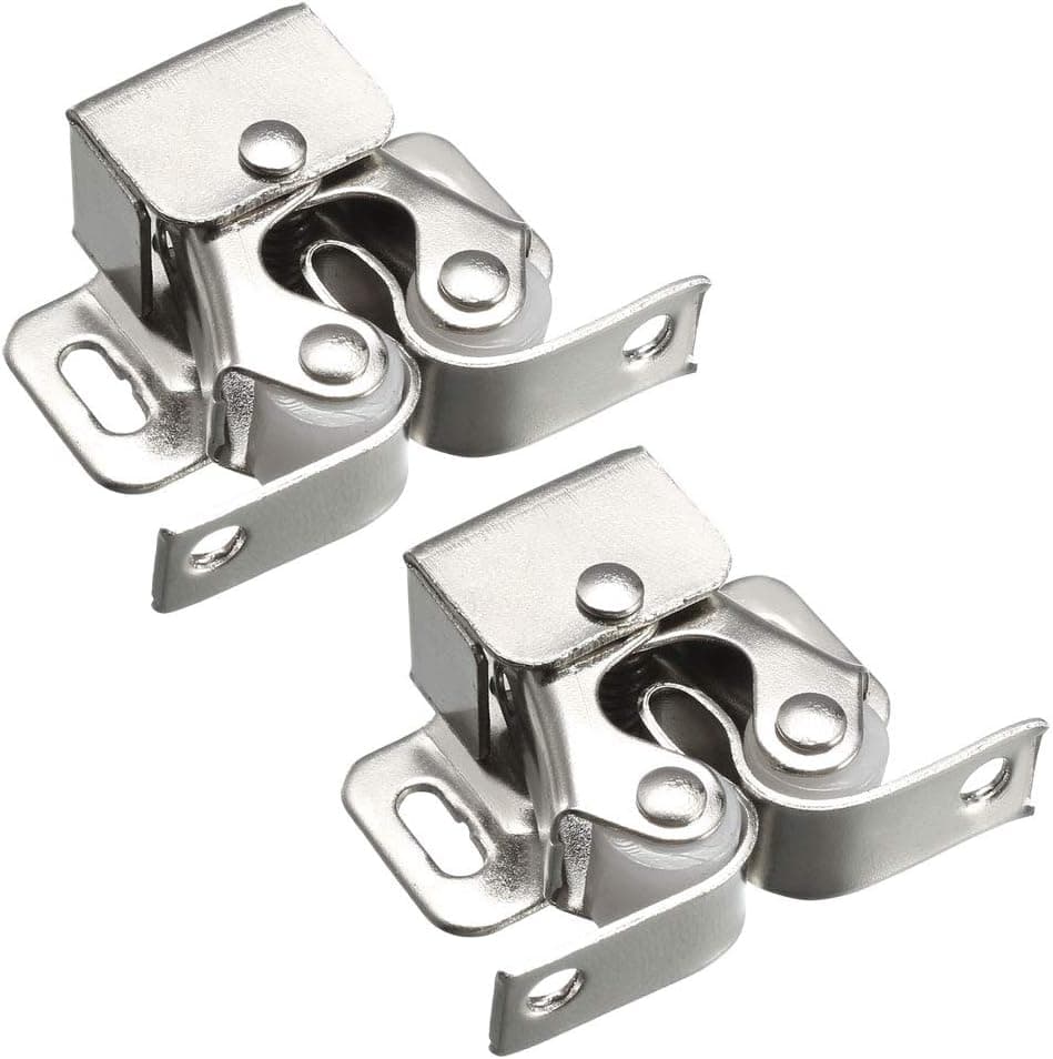 uxcell Cabinet Door Double Roller Catch Ball Latch with Prong Hardware, Silver 2pcs