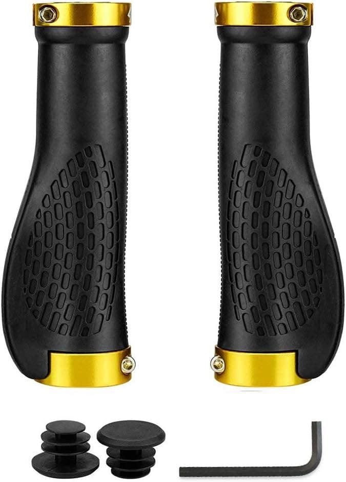 SAPLIZE Bike Handlebar Grips, Multi Colors/Design Optional, Ergonomic Design, Aluminum Double Lock-on, Mountain Bike Grips, MTB BMX Downhill Foldable Urban Bicycles Grips, Scooter Grips