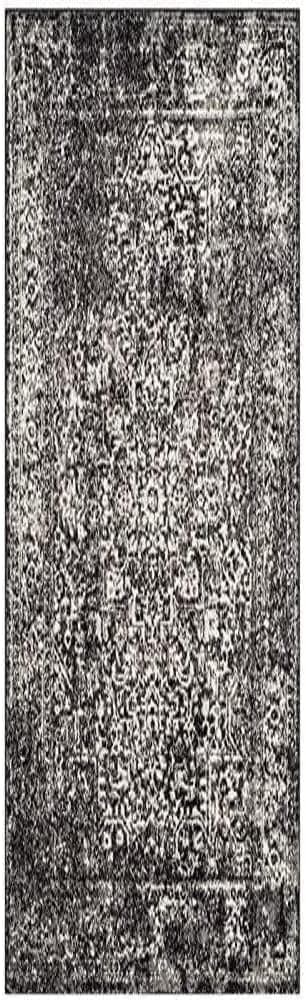 SAFAVIEH Evoke Collection 4' x 6' Black / Grey EVK256R Oriental Distressed Non-Shedding Living Room Bedroom Accent Rug