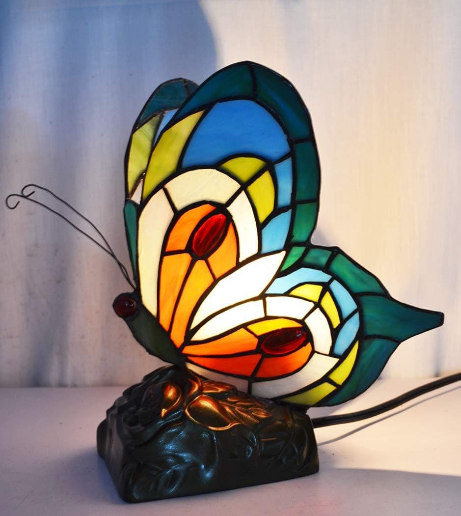 HUIMEIJU.Tiffany Butterfly Light HMJ80010 Animal Light Blue Glass Beautiful Butterfly