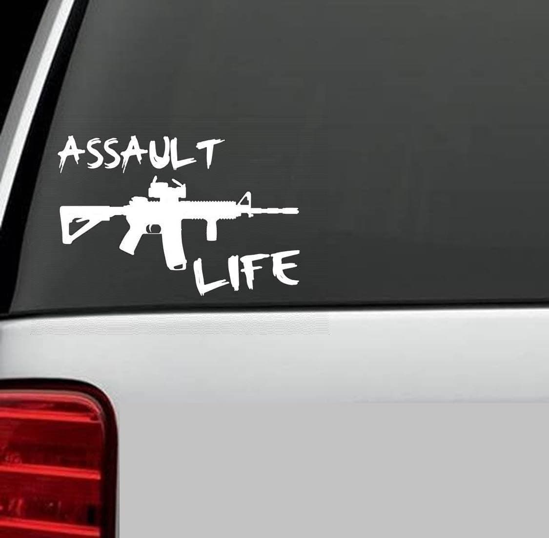 D1025 Assault Life Booter Ak47 M16 M4 Decal Sticker for Car Truck SUV Van Window Wall Laptop Salt Gun Rights Second Amendment