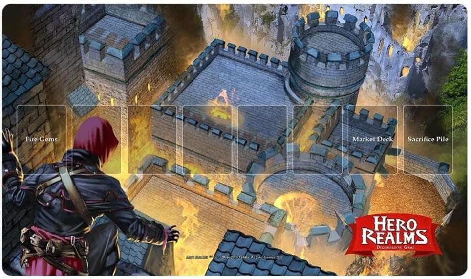 White Wizard Games Hero Realms Playmat: Fire Bomb – Neoprene Play Mat - Smooth & Tough – 24 inches x 14 inches - Designed for use with Hero Realms, Multi-Colored (WWG510)
