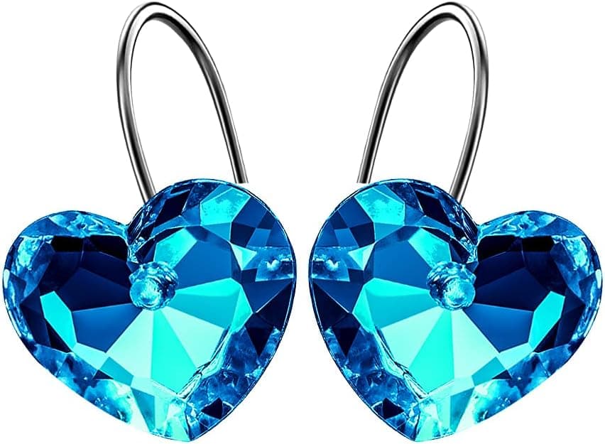 Gracelife Set of 12 Heart Shape Clear Bling Rhinestone Shower Curtain Hooks Rings Love Icon Decorative Curtain Rod Hangers Pothook (Blue)