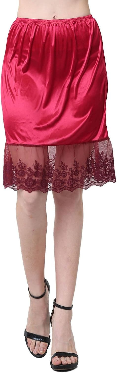 Melody Women Single lace Satin Underskirt Half Slip Skirt Extender