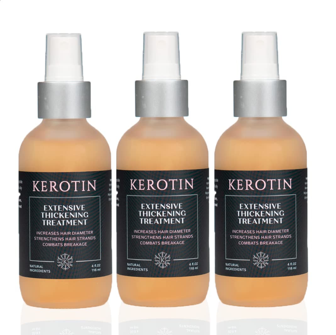 Kerotin Extensive Thickening Treatment Spray for Fine and Thin Hair - Hair Thickening Spray I Hair Diameter Booster and Heat Protectant. All-natural, Cruelty and Alcohol-Free, Made in the USA. (3)